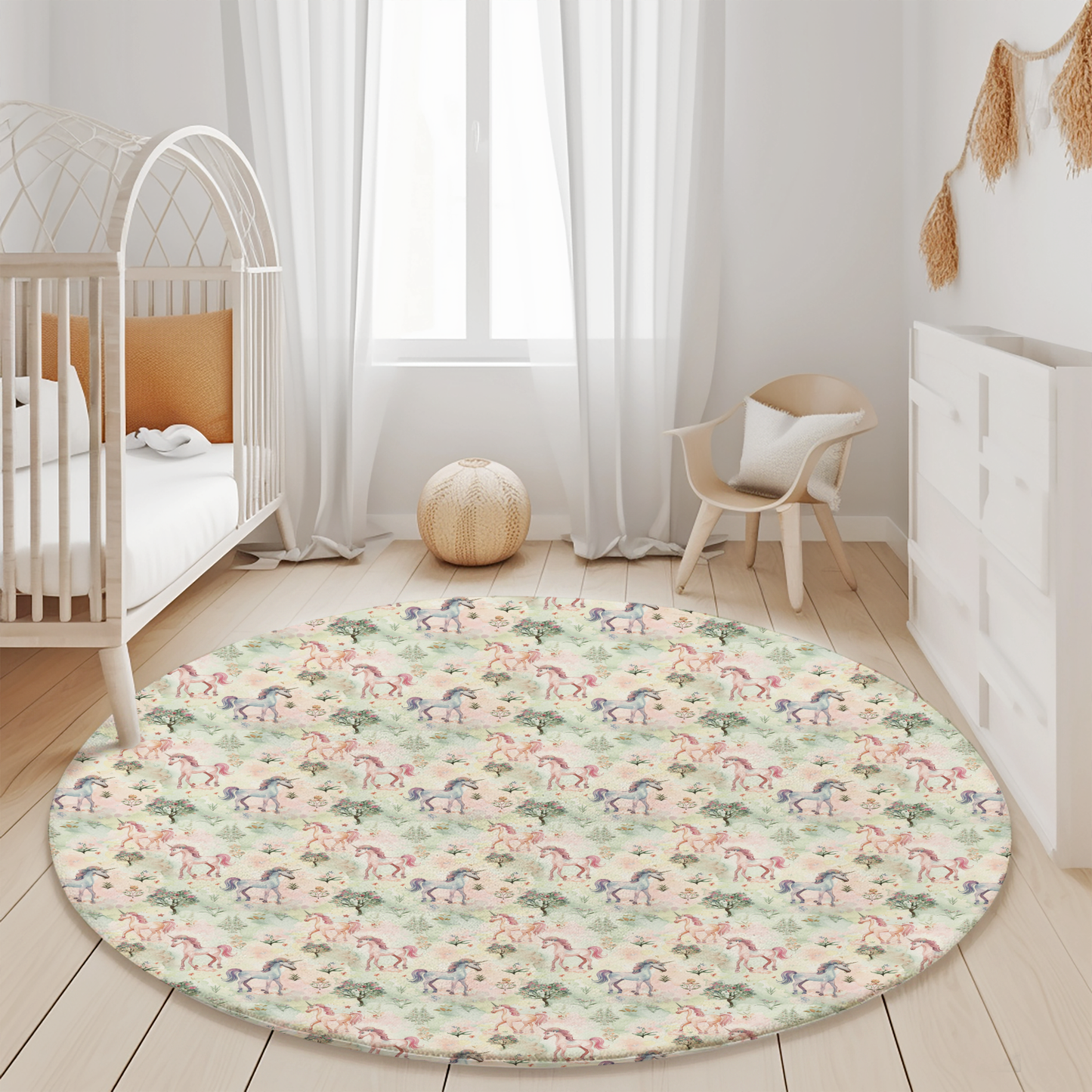 Unicorn Floor Rug for Nursery Girl Rug for Room Gift for Daughter Gift Unicorn Rug Round