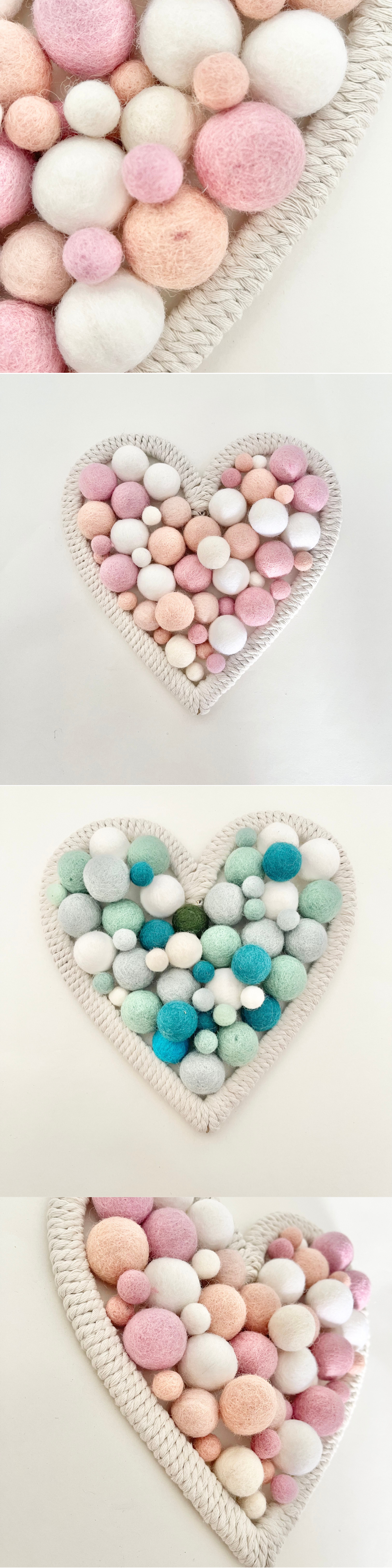 Blush pink heart felt wall hanging kids decor wall art