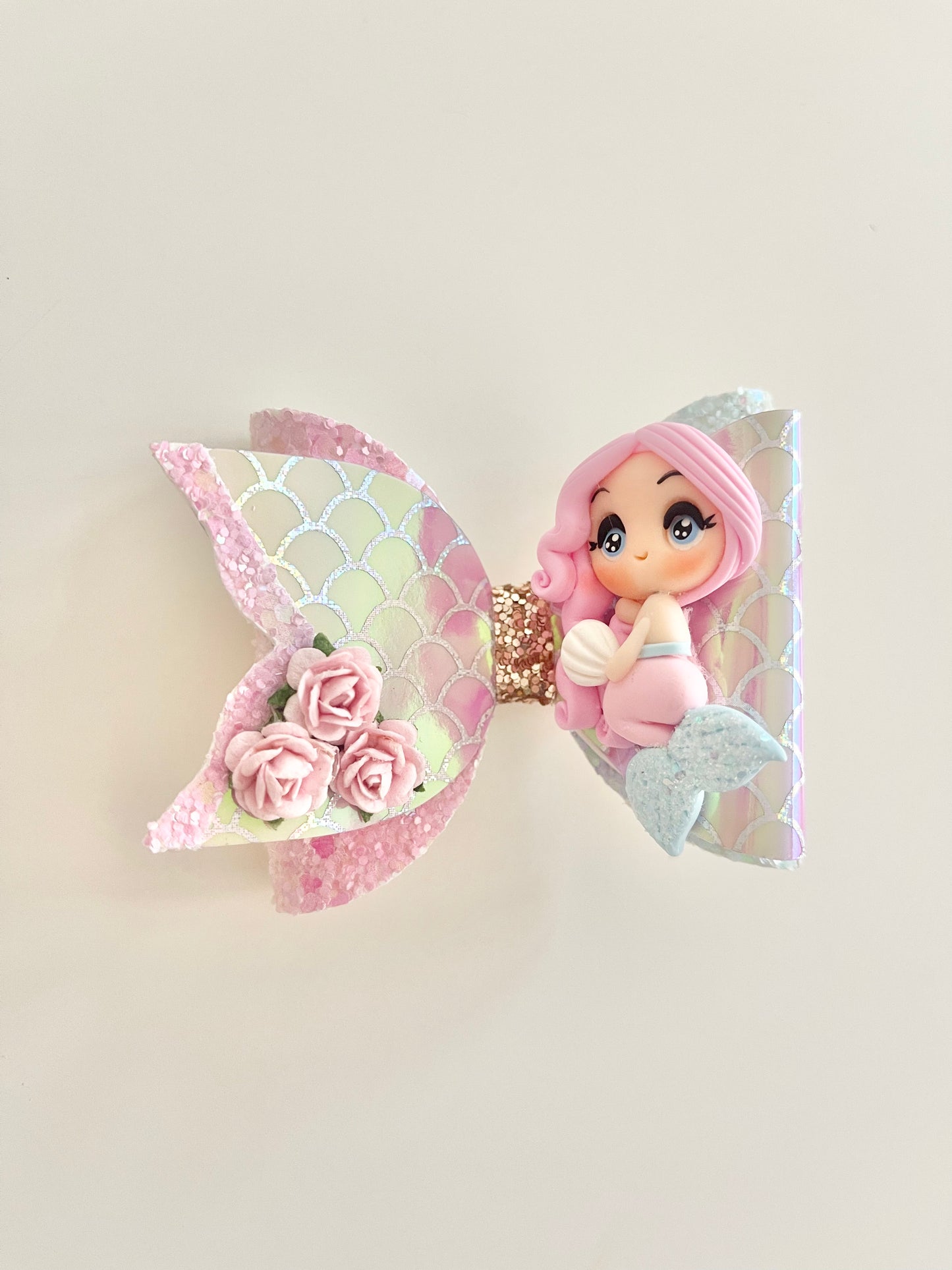 Mermaid hair bow clip for girls children’s bow hair clip mermaid clay bow