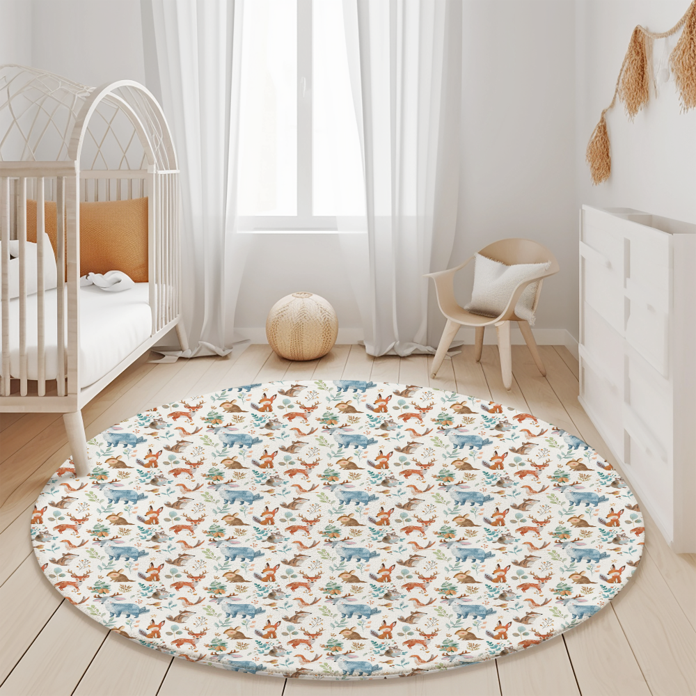 Woodland Animal Rug for Nursery Room Rug for Kids Room Rug Woodland