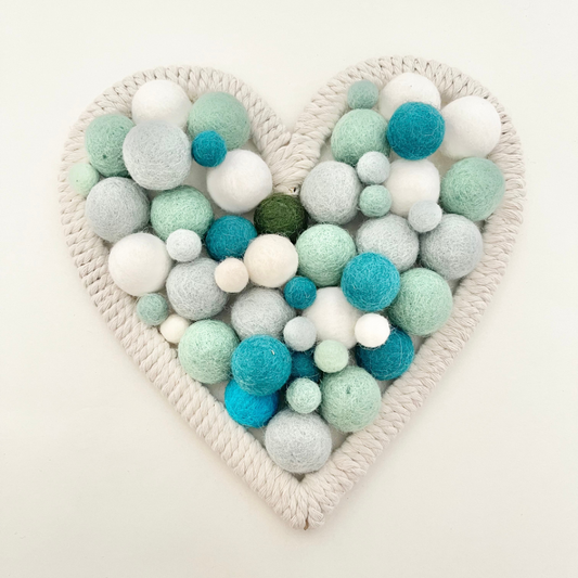 Green and blue heart felt wall hanging kids decor wall art great baby shower gift ideas for nursery boy decor