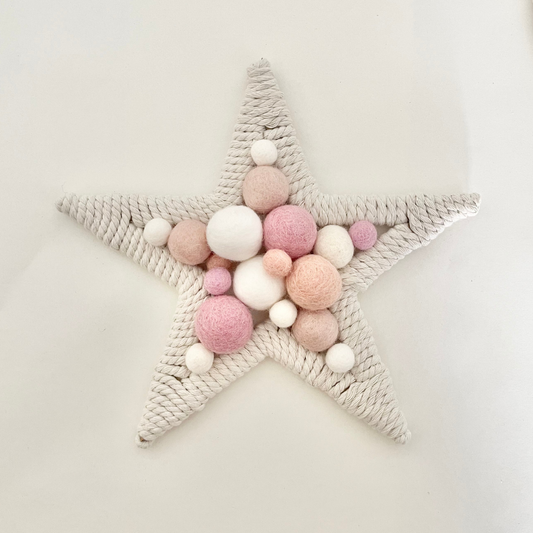 Blush pink star wall hanging nursery decor